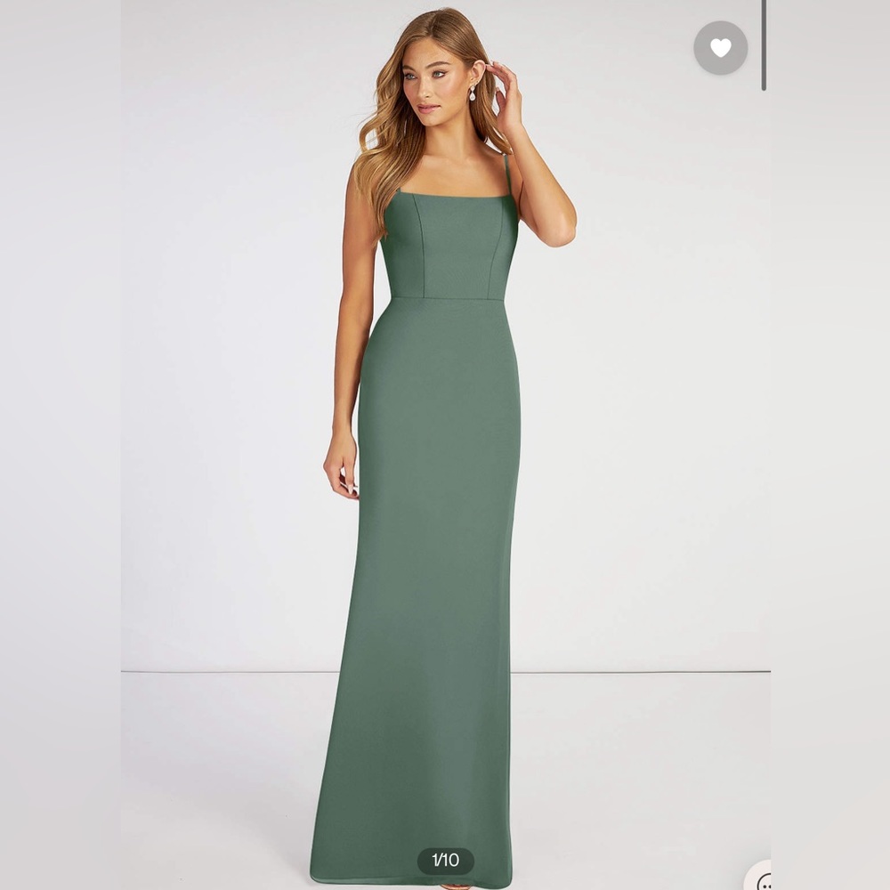 AZAZIE TAYLA Square Neckline Chiffon Floor-Length Bridesmaid Dress Eucalyptus